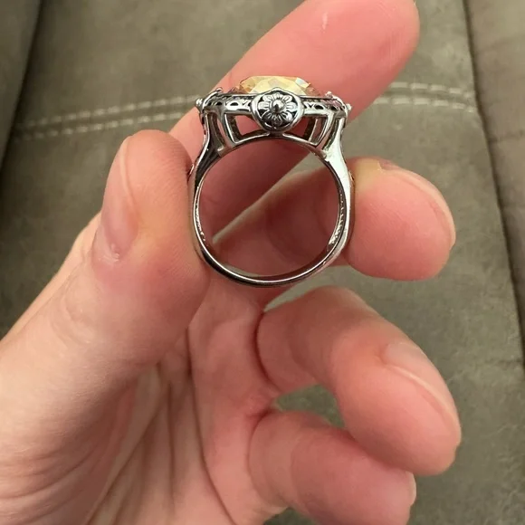 Sterling Silver 925 Simulated Yellow Diamond Ring - Picture 6 of 13